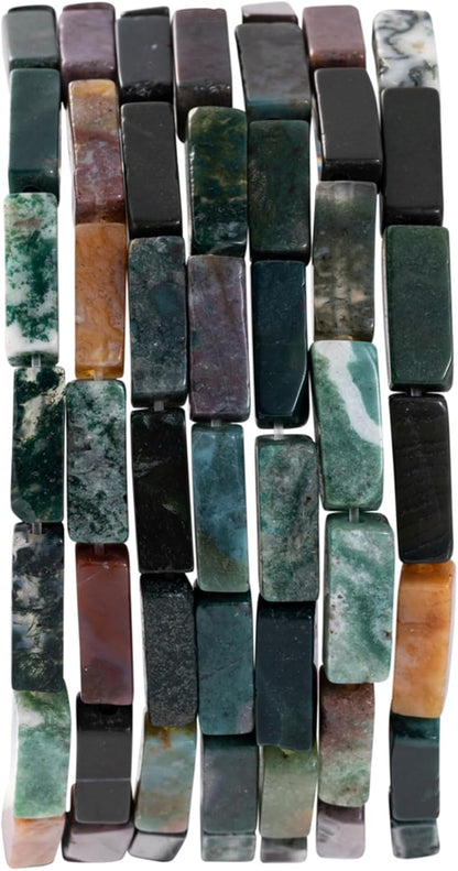Natural Indian Agate Rectangle Tube Beads 4x13mm 38cm/str Loose Semi Gemstone Stone Beads for Making Bracelets Necklace Earrings