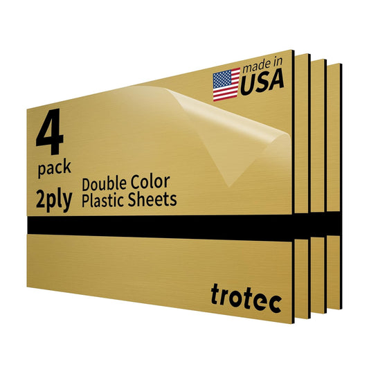 Trotec | Metallic Looking Acrylic Sheet | 12"x24"x1/16, 4 Pcs | European Gold/Black | Metallic Finish - Scratch Resistant for Laser Engraving & Cutting,Printing,Glowforge,Name Plate | USA Made