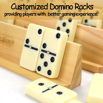 Dominos Set Adults with 4 Domino Racks Double Six Dominoes set in Portable Case Double 6 Domino's Game Set with 4 Wooden Domino Holders in EVA Hard Case Sturdy and easy to carry Ideal Gift Present