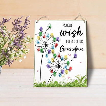 Dandelion DIY Custom Mothers Day Gift for Grandma Fingerprint Sign, Finger Prints Grandma Craft for Baby, First Mothers Day for Grandma, Memory Keepsake Kids Activity PreK Preschool (Wish Grandma)