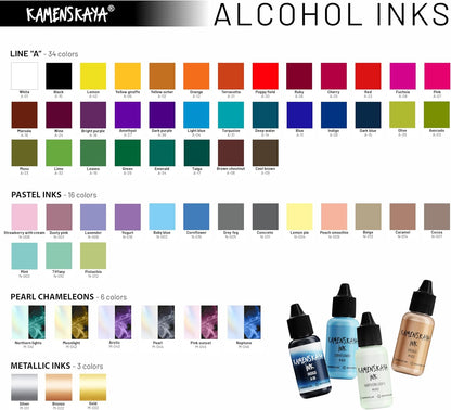 Alcohol Ink Set #9: Matched Color Combination of Alcohol Inks, 4 pcs. 0.51 fl oz (15 ml) Each