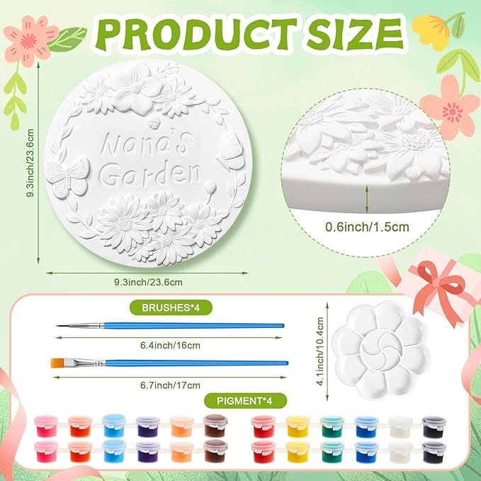Juexica DIY 9.5 Inch Grandma's Garden Stepping Stone, Woman Gifts for Mom, Paint You Own Garden Stepping Stones, Woman Gifts for Nana,Stepping Stones(Nana,9.5 Inch)