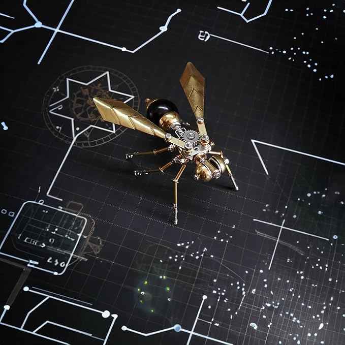 3D Metal Insect Hornet Model Kit, Steampunk Bug Mechanical 3D Puzzle Assembly,DIY Pprojects Metal Building Hobby Kits,Making Kit Arts and Crafts Cool for Birthday(Hornet)