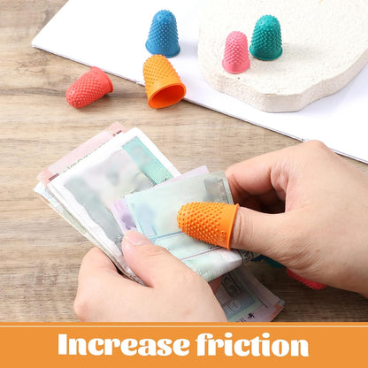 10 Pcs Thumb Thimble for Sewing, 5 Sizes Rubber Finger Thimbles, Reusable Finger Tips Protection for Quilting, Paperwork, Counting, Cutting, Knitting, Crafts