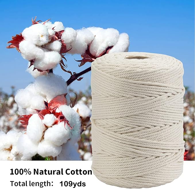 Macrame Cotton Cord 5mm x 109Yards, Light Green Natural Macrame Rope, Perfect Macrame Supplies Cotton Cord for Macrame Plant Hangers DIY Crafts (Light Green, 5mm*109Yards)