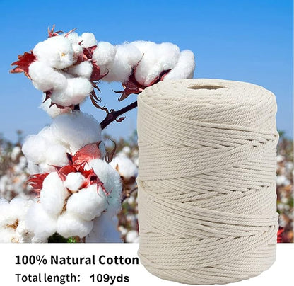 Macrame Cotton Cord 5mm x 109Yards, Light Green Natural Macrame Rope, Perfect Macrame Supplies Cotton Cord for Macrame Plant Hangers DIY Crafts (Light Green, 5mm*109Yards)