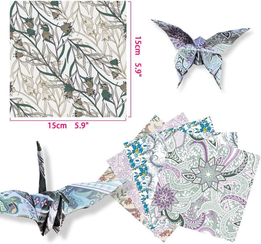 Square Origami Paper 6x6 Double Sided 50 Sheets 50 Colors 70GSM Origami Kit Japanese Chiyo Easy Fold Arts Crafts DIY Handwork Beginner Baroque - Crafty Corner