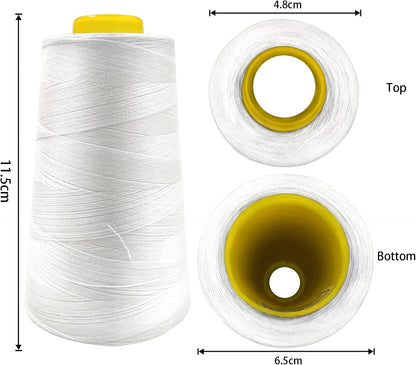 Tortoise 8 Cones of 3000 Yards Each Spool Thread for All Purpose Sewing - 100% Polyester for Serger Overlock Quilting Machine 40S/2 White+Black