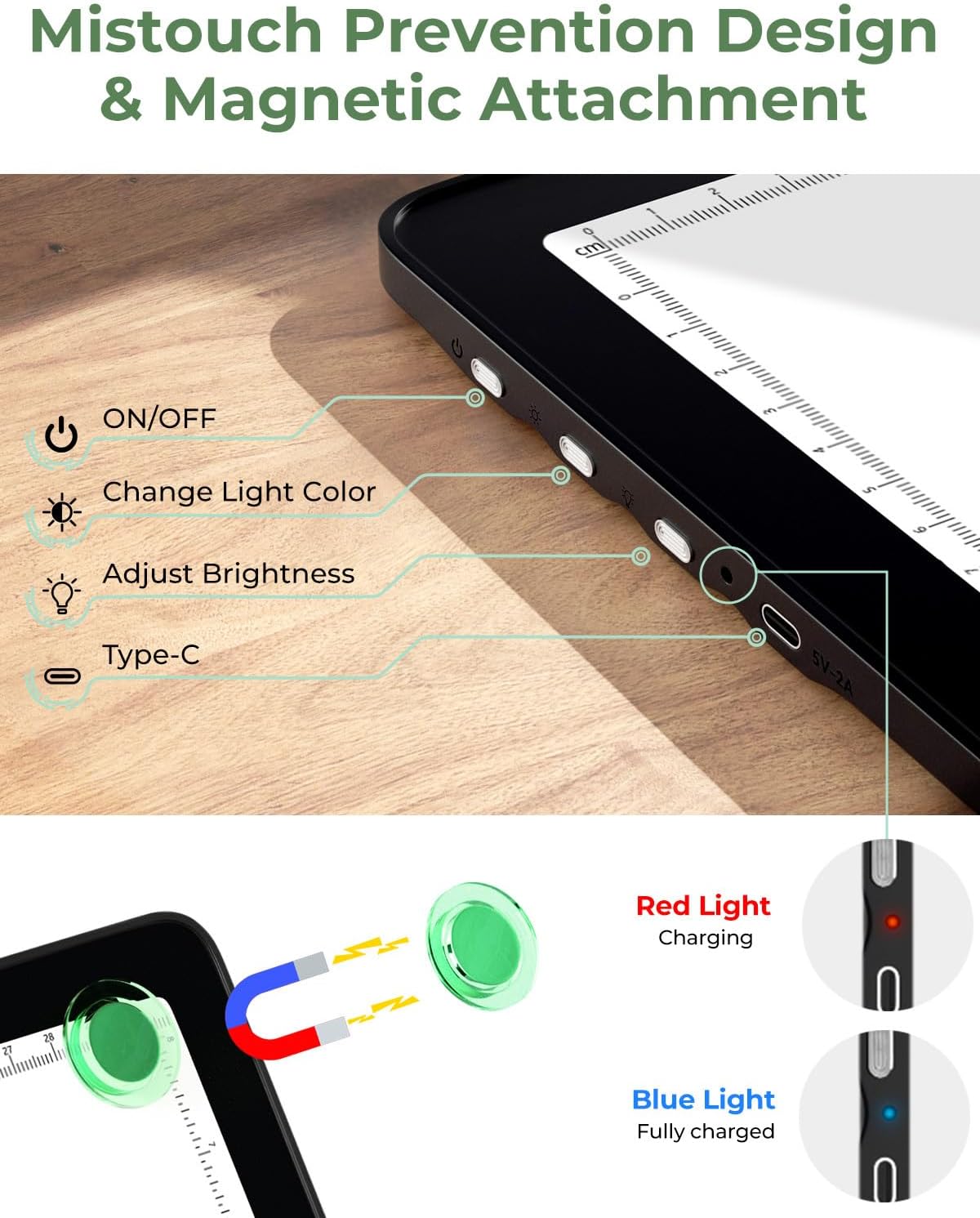 Rechargeable A4 Light Box for Tracing,Bawaslom LED Light Pad with Adjustable Stand and Strong Magnets,Ultra-Thin & Bright Tracing Board for Diamond Art,Sketching,Vinyl Weeding,Architectural Design