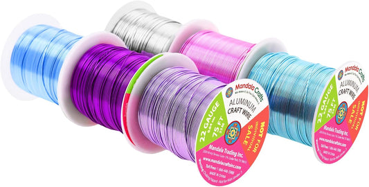 Mandala Crafts 22 Gauge Anodized Aluminum Craft Wire for Jewelry Making - 450 FT Colored Flexible Silver Lavender Purple Pink Ice Blue Turquoise Wire - Bendable for Bonsai Armature Crafting Sculpting - Crafty Corner