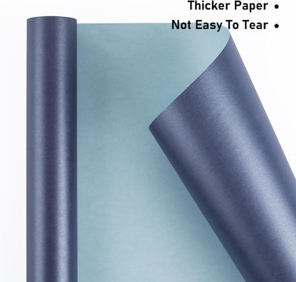 NESCCI Dark Blue Matte Wrapping Paper,Solid Color Pearly-Lustre Paper-3 Roll,17 Inches X 32.8 Feet Per roll.Gift Wrapping Paper,Perfect for Wedding,Valentine's Day,Birthday, Christmas,Baby Shower