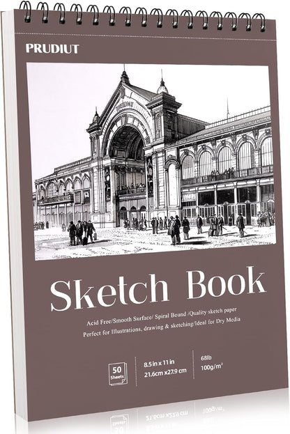 Sketch Book 8.5×11 inch, Spiral Bound Sketch Pad 50 Sheets (68lb/100gsm), Acid-Free Sketchbook for Drawing Painting Sketching, Art Paper Drawing Supplies for Teens Adults Artists Ideal Gifts - Crafty Corner
