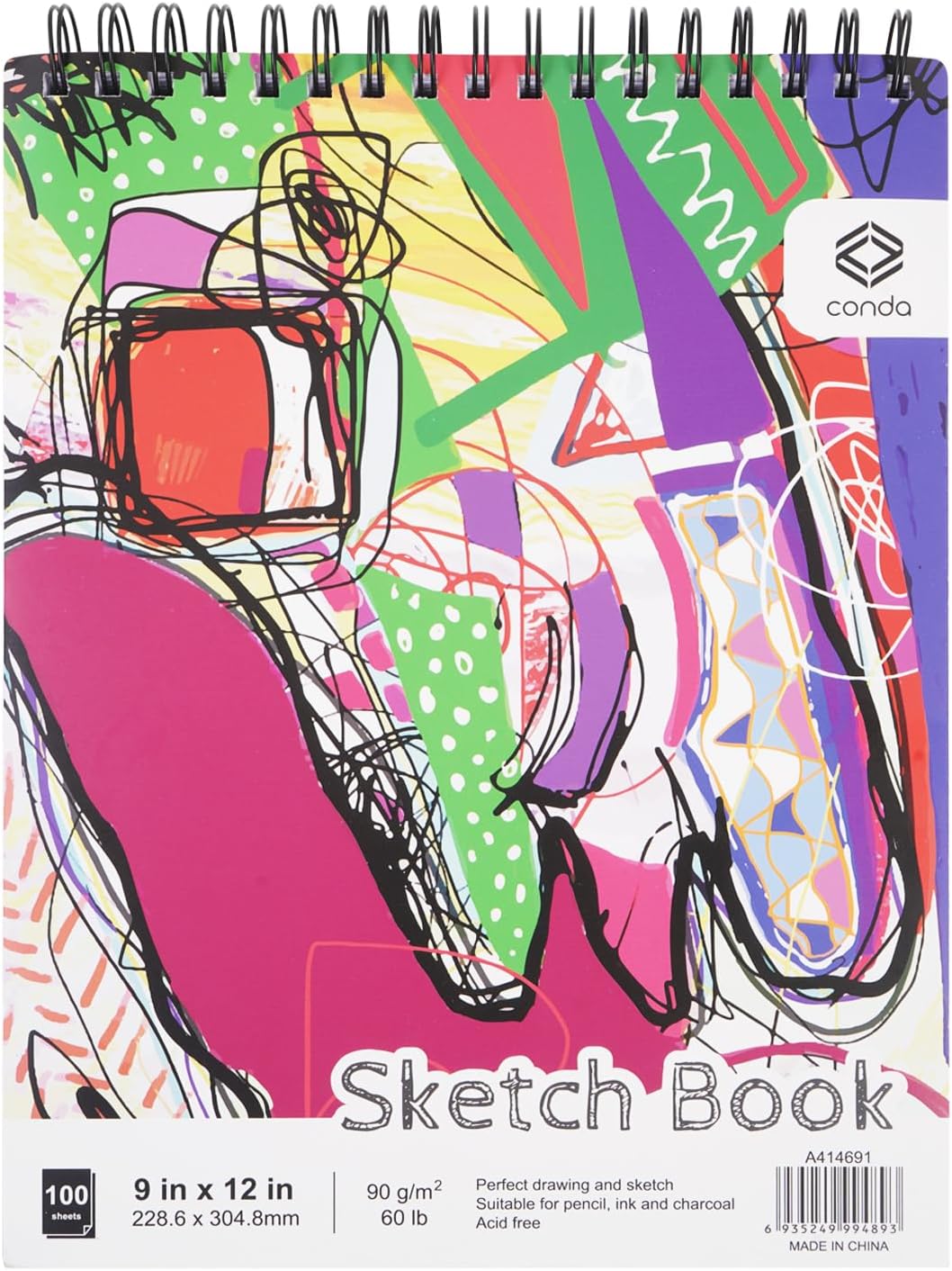 CONDA 9 x 12 Inch Sketchbook, Top Spiral Bound Sketch Pad, 100 Sheets (60 lb/90 GSM), Durable Acid-Free Sketch Paper, Drawing and Sketching Paper for Kids Adult Beginners - Crafty Corner