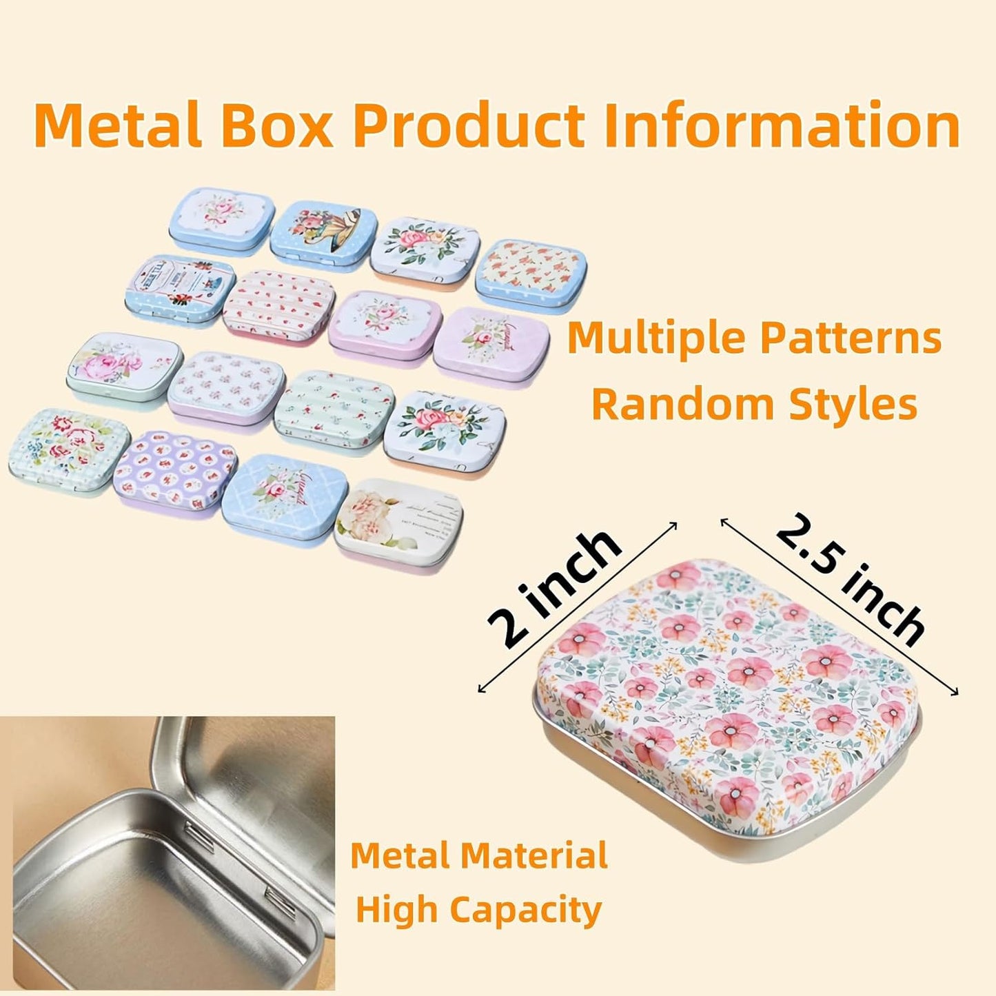 Hilsayum 50Pcs Heart Shape Stitch Markers for Crocheting,Crochet Stitch Markers with Floral Design Small Tin Box