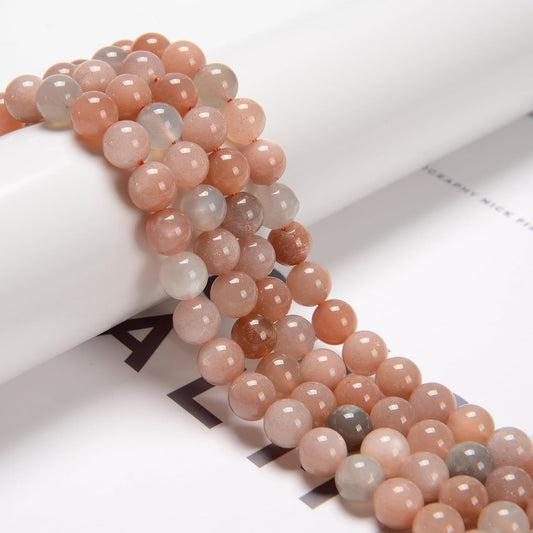 94Pcs (2Pcs/Set) 8mm Multi-Color Peach Moonstone Smooth Round Beads Natural Stone Beads AAA Grade Premium Round Gemstone Genuine Real Stone Loose for DIY Bracelet Jewelry String Making