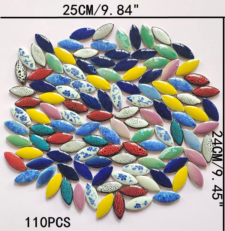 500g 1.1lb Random Color Irregular Ceramics Mosaic Tiles (16 Ounce)