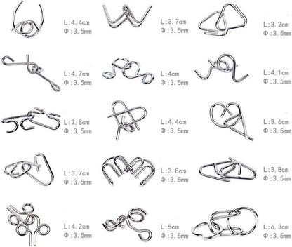 Ahyuan 15 Pieces IQ Test Mind Game Toys IQ Toys Brain Teaser Metal Wire Puzzles Magic Trick Toy Metal IQ Puzzle for Kids and Adults