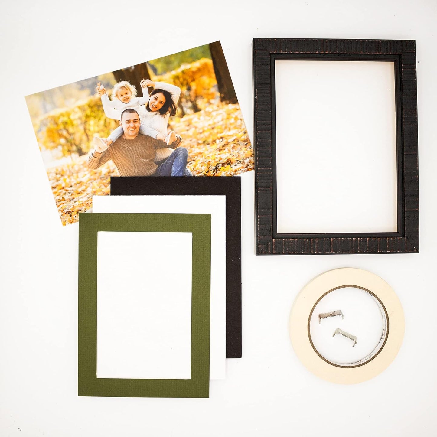 8.5x11 Mat Bevel Cut for 7x9 Photos - Acid Free Dill Green Precut Matboard With Backing Board and Crystal Clear, Self Seal Photo Mat Bag - For Pictures, Photos, Framing - 4-ply Thickness