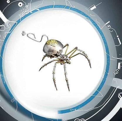 Steampunk Metal Insect Bug Mechanical Sculpture Insect 3D Metal Puzzle Spider Model Handmade for Man Entomology Learning,Gifts for Birthday(Long-Tailed Spider)