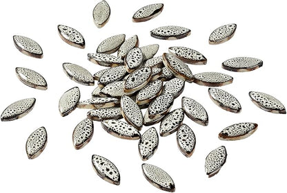 70 Pcs Petal Ceramics Mosaic Tiles for Crafts, Stained Ceramics Supplies, Flower Leaves Mosaic Pieces Kit for DIY Crafts Plates Picture Frames Home Decorations - Black