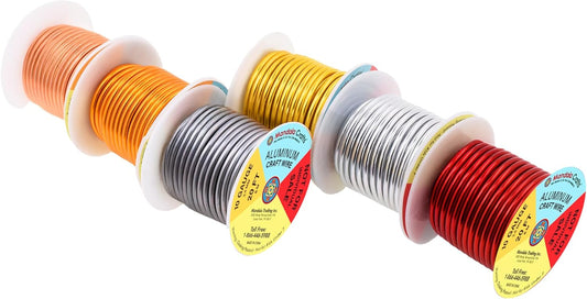 Mandala Crafts 10 Gauge Anodized Aluminum Craft Wire for Jewelry Making - 120 FT Colored Flexible Silver Copper Light Gold Gray Gold Red Wire - Bendable for Bonsai Armature Crafting Sculpting - Crafty Corner