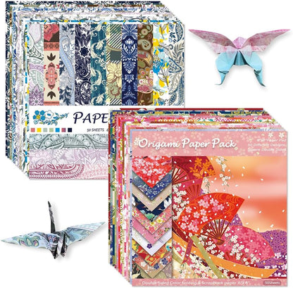 Origami Paper Kit Dobule Sided 100 Sheets 100 Colors 6 Inch Japanese Chiyo Square Easy Fold Arts Crafts DIY Handwork Origami Papers Beginner Sakuras Baroque - Crafty Corner