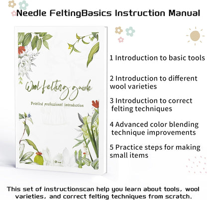 NFAMRZCAR Needle Felting Pad,Thick and Firm Needle Felting Mat Natural Wool Felting Mat with 110 Needle 3 Needle Wood Handles 1 Clean Cloth,Clear Instruction (New 6 * 6inch)