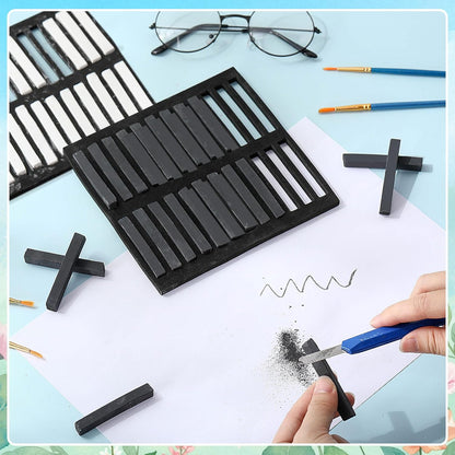 48 Pcs Soft Chalk Pastels Set Soft Pastel for Artists Square Sketch Chalk Non-toxic Artist Pastel Sticks for Professional Artists Students and Art Lovers(Black, White)