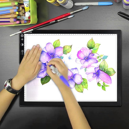 Light Box Drawing Pad A3, Dimmable 3 Brightness and Colour Temperature with Type-C Charge Cable and Brightness Adjustable for Artists, AnimationDrawing, Sketching, Animation, X-ray Viewing (A3-STK)