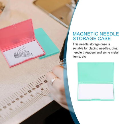 PATIKIL Magnetic Needle Storage Case, Plastic Portable Sewing Pin Keeper Needle Organizer Box Container for Embroidery Knitting Stitching, Green