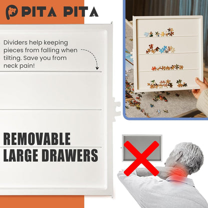 Rotating Puzzle Board with Drawers and Cover, Dual-Sided Portable Jigsaw Puzzle Table,Tilt&Lazy Susan,Gift for mom Adults (Gray, 2000-piece)
