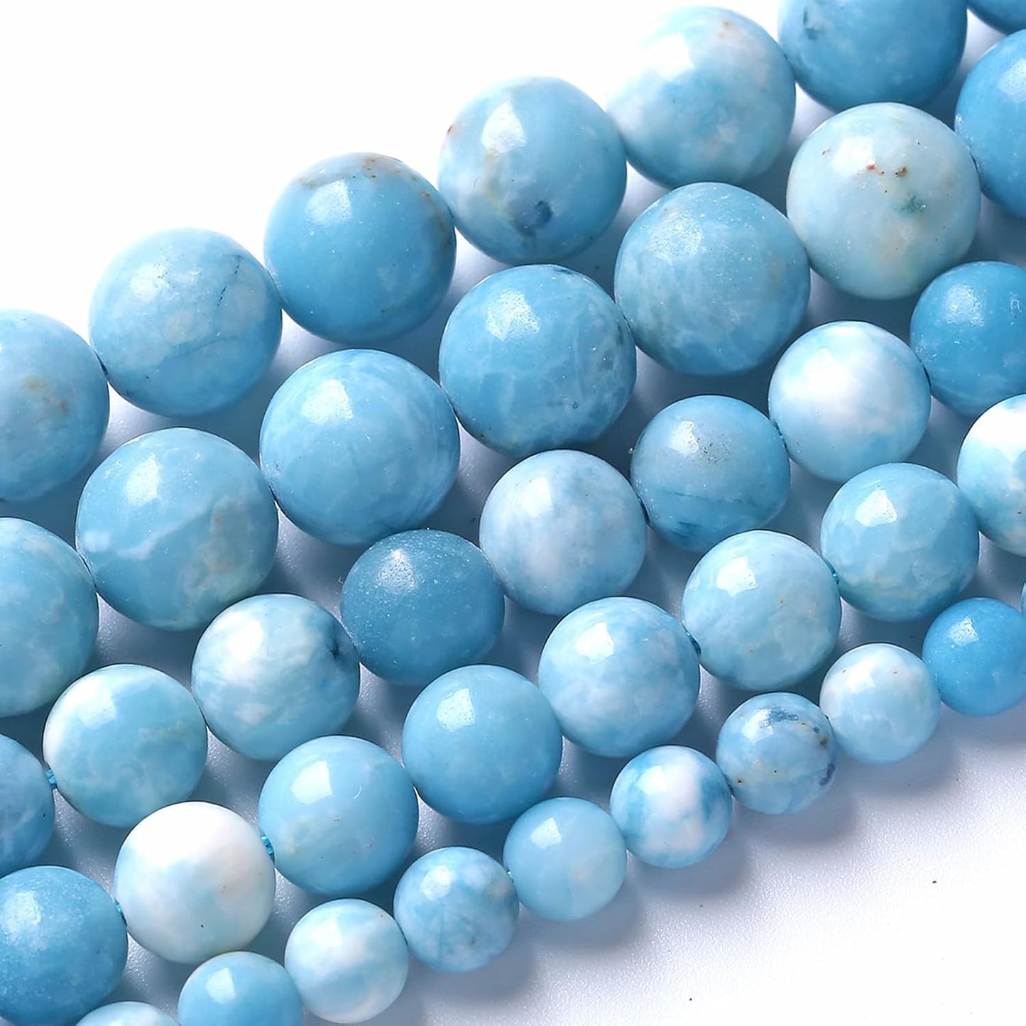 6MM Natural Larimar Blue Gemstone Beads Stone Round Loose Beads for Jewelry Making DIY Bracelet 120pcs 2 Strands 32"