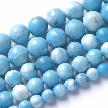 6MM Natural Larimar Blue Gemstone Beads Stone Round Loose Beads for Jewelry Making DIY Bracelet 120pcs 2 Strands 32"