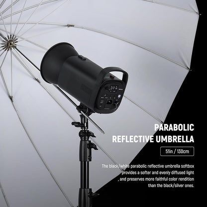 NEEWER 51"/130cm Parabolic Reflective Umbrella Photography with White Inner, Soft Lighting with Diffuser Cover, Bag, Quick Fold for Camera Photo Studio Video Light Shooting Monolight Flash, NS2U