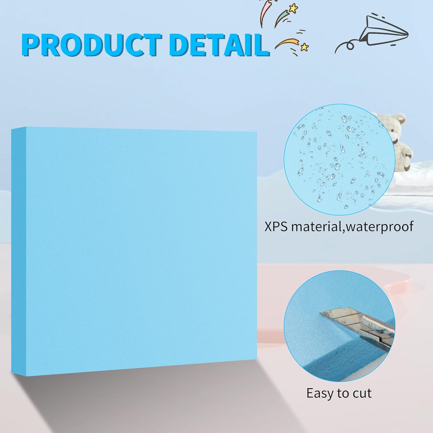 LuckyFoam Blue 4 Pack 12x12x1 inch Foam Sheets 1 Inch Thick Polystyrene Rectangles XPS Foam Board Craft for Insulating DIY Modeling Art Supplies - Crafty Corner