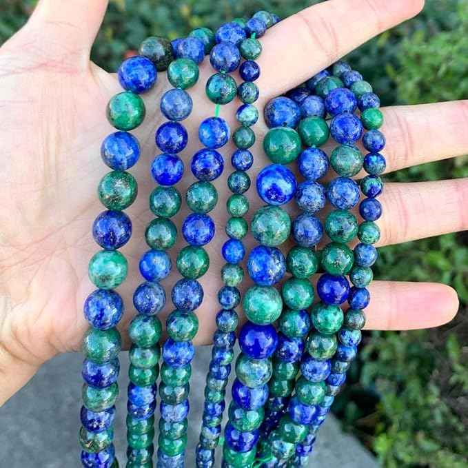 60pcs Adabele Natural Lapis Chrysocolla Healing Gemstone 6mm (0.24 inch) Round Loose Beads Gem Stone Spacer for Craft Jewelry Making GF1-6