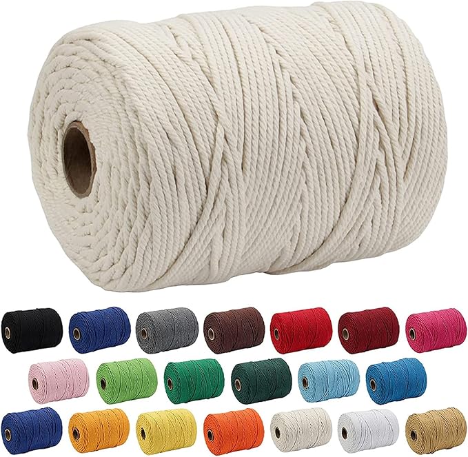 Macrame Cotton Cord 5mm x 109Yards, Light Green Natural Macrame Rope, Perfect Macrame Supplies Cotton Cord for Macrame Plant Hangers DIY Crafts (Light Green, 5mm*109Yards)