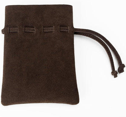 Medieval Drawstring Coin Pouch Bag, Leather Coin Pouch，Renaissance Drawstring Pouch Dice Bag, Small Coin Purse for Women/Men, Brown Swayze Suede
