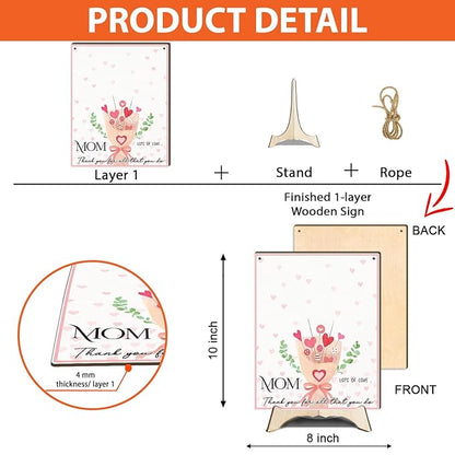 Mom Pink Floral Bouquet DIY Baby Handprints Art Craft Handprint Making Sign, Mothers Day Handprint Hanging, Mother's Day Birthday Gift from Kids Toddler Baby Gift for Mom, Children Toddler Keepsake