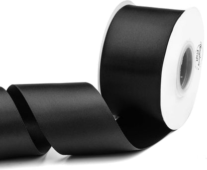 Humphrey's Craft 2 Inch Black Double Faced Satin Ribbon - 20 Yards for Gifts Wrapping DIY Bows Wedding Bouquet Cutting Ceremony Decoration Christmas Tree. - Crafty Corner
