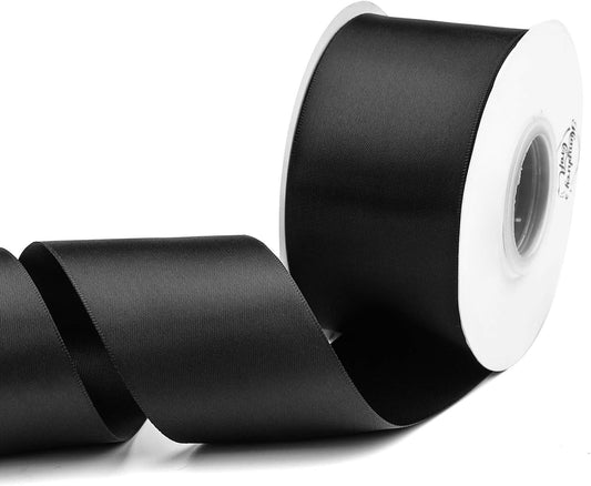 Humphrey's Craft 2 Inch Black Double Faced Satin Ribbon - 20 Yards for Gifts Wrapping DIY Bows Wedding Bouquet Cutting Ceremony Decoration Christmas Tree. - Crafty Corner