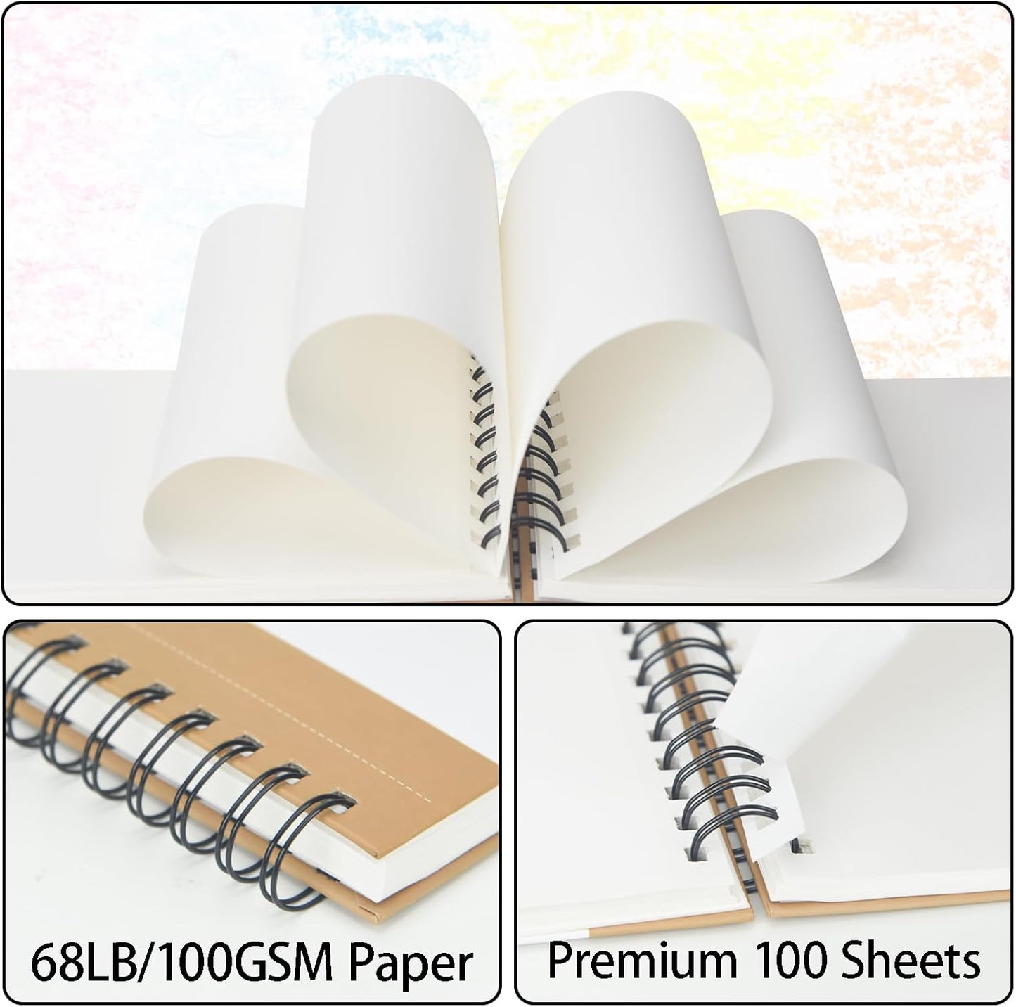 Crehatos 5.5" x 8.5" Small Sketch Book, Top Spiral Bound Sketch Pad, 100 Sheets Each 68lb/100gsm Drawing Paper, 2 Pack - Crafty Corner
