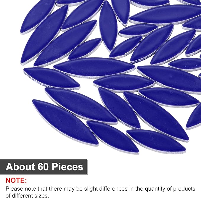 uxcell Ceramic Mosaic Tile, About 200g Teardrop Leaf Tile Mosaic Block for Handicrafts Artwork, Deep Blue
