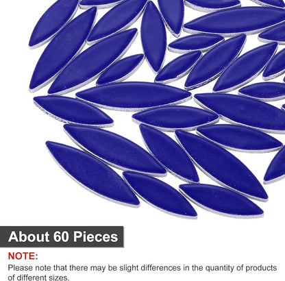 uxcell Ceramic Mosaic Tile, About 200g Teardrop Leaf Tile Mosaic Block for Handicrafts Artwork, Deep Blue