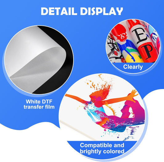 ZEHRAI 100 Sheets DTF Transfer Film 8.5" x 11" Double Sided Matte, Clear Cold Peel, Direct to Film Heat Transfer Film for All Fabric and Colors T-Shirts Textile