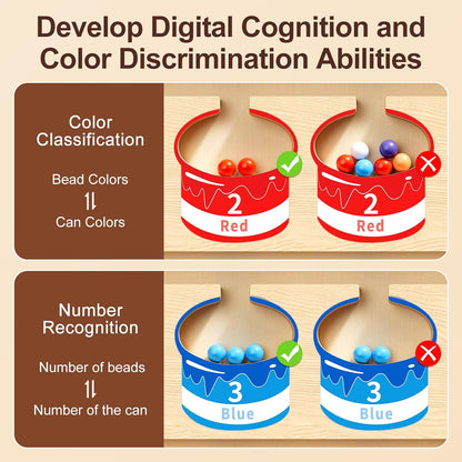 Magnetic Color and Number Maze-Montessori Toys for 3 4 5 Year Old, Educational Wooden Puzzle Board for Preschool Learning, Fine Motor Skills Toy for Toddler, Counting Matching Games for Boys Girls