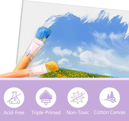 ESRICH Canvas for Painting, 32 Pack Multi-Size Canvas Boards for Painting 8pcs of Each 4x4, 5x5, 5x7, 8x10 Blank Canvases-Cotton Primed Painting Canvas Panels for Adult & Kids for Acrylic Oil Paint