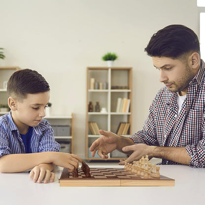 17 Inch Large Chess Set for Adults & Kids, Foldable Wooden Chess Board for Kids, Portable Magnetic Chessboard Game for Adults