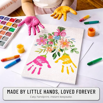 MIKAYENUS Happy Mother's Day Handprint Craft - First Mother's Day Craft Gifts From Kid To Mom - Hand Frint Crafts & Arts - DIY Flowers Handprint Gifts For Grandparents, Mom From Kid, Son, Daughter