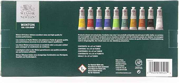Winsor & Newton Winton Oil Paint, Starter Set of 10 x 37ml Tubes
